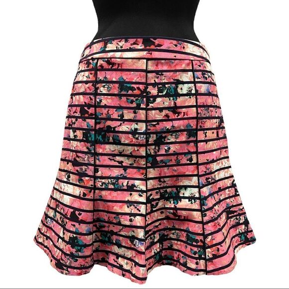 Banana Republic Bella Floral Striped Trumpet Skirt Sz 8 - Picture 1 of 14